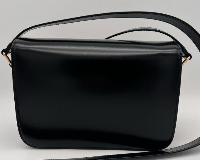 CELINE CLASSIQUE TRIOMPHE BAG IN SHINY CALFSKIN 187363 - BLACK