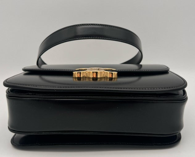 CELINE CLASSIQUE TRIOMPHE BAG IN SHINY CALFSKIN 187363 - BLACK
