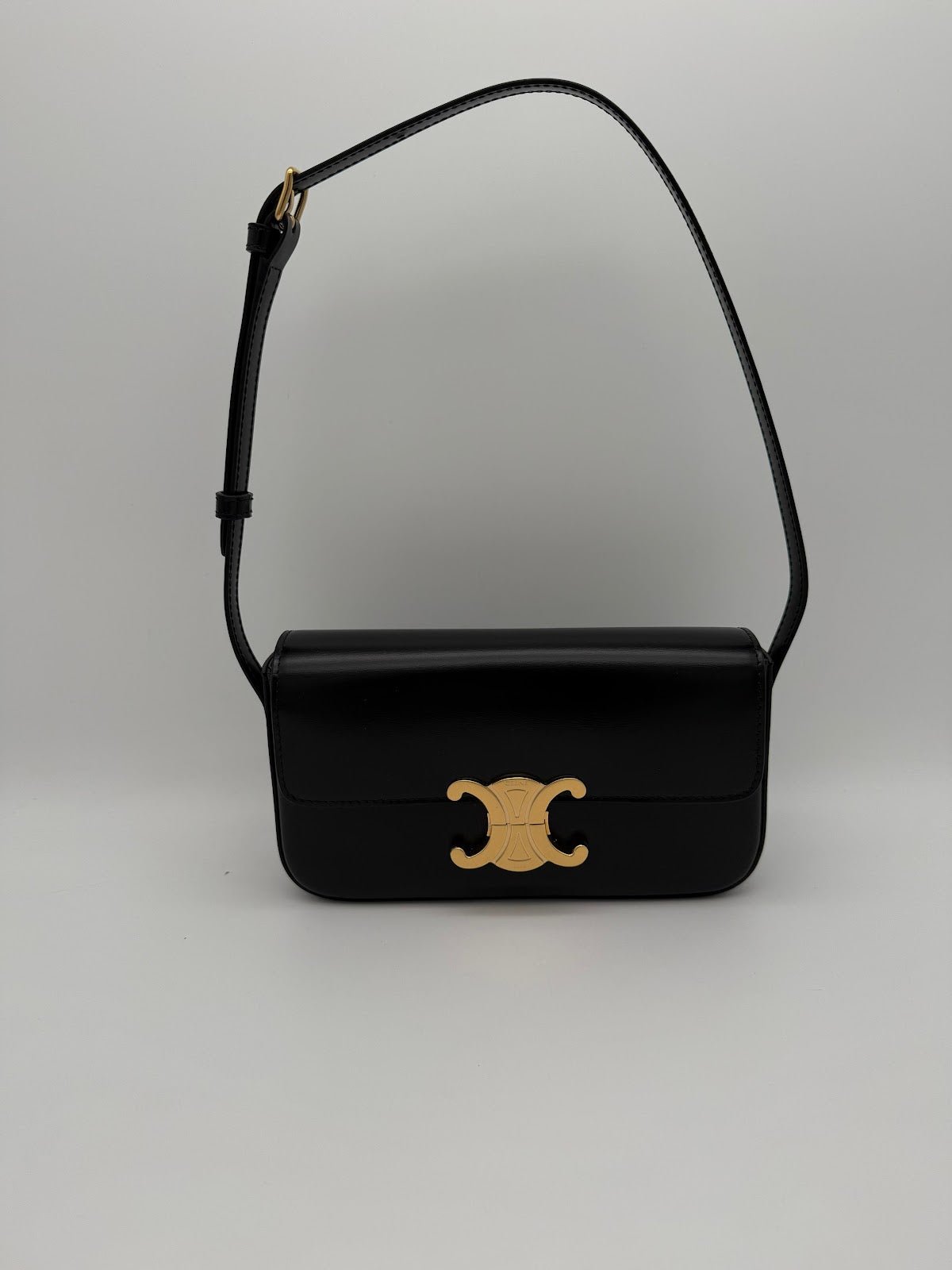 CELINE SHOULDER BAG CLAUDE IN SHINY CALFSKIN 194143 - BLACK
