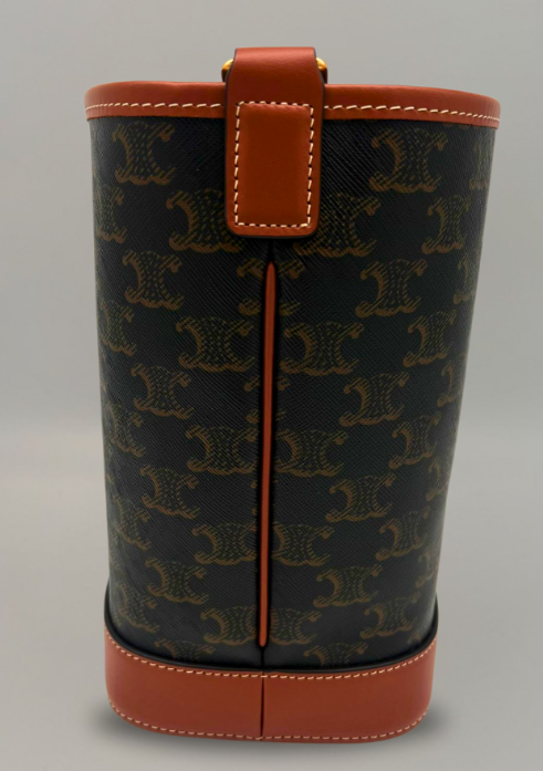CELINE TRIOMPHE CANVAS AND CALFSKIN SMALL BUCKET BAG 191442 - TAN