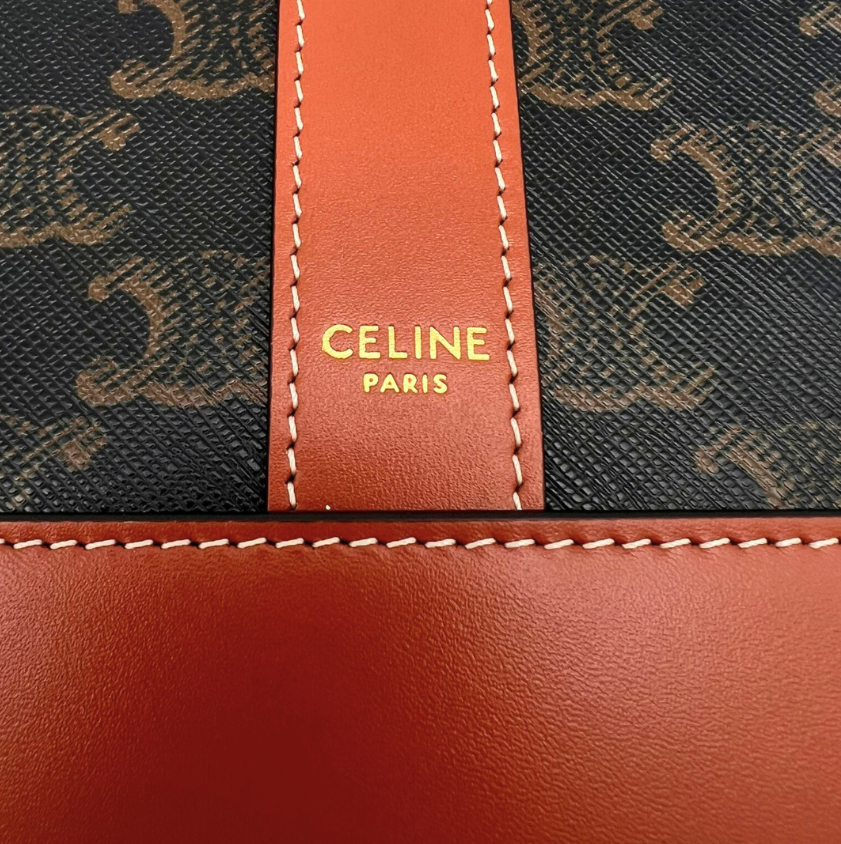 CELINE TRIOMPHE CANVAS AND CALFSKIN SMALL BUCKET BAG 191442 - TAN
