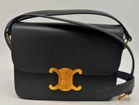 CELINE TEEN TRIOMPHE BAG IN SHINY CALFSKIN 188423 - DARK GREY (Blue Grey)