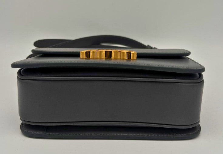 CELINE TEEN TRIOMPHE BAG IN SHINY CALFSKIN 188423 - DARK GREY (Blue Grey)