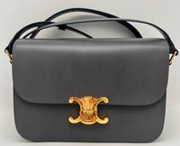 CELINE CLASSIQUE TRIOMPHE BAG IN SHINY CALFSKIN 187363 - DARK GREY (BLUE GRIS)