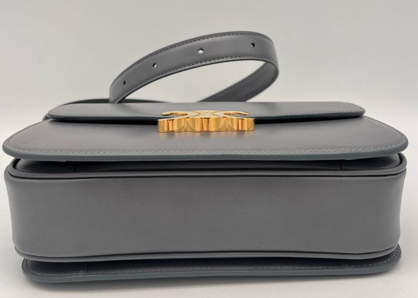 CELINE CLASSIQUE TRIOMPHE BAG IN SHINY CALFSKIN 187363 - DARK GREY (BLUE GRIS)