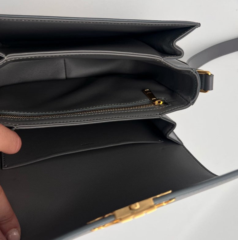 CELINE CLASSIQUE TRIOMPHE BAG IN SHINY CALFSKIN 187363 - DARK GREY (BLUE GRIS)