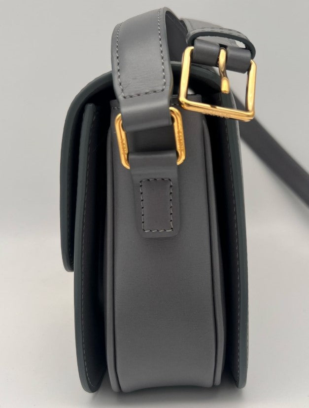 CELINE CLASSIQUE TRIOMPHE BAG IN SHINY CALFSKIN 187363 - DARK GREY (BLUE GRIS)