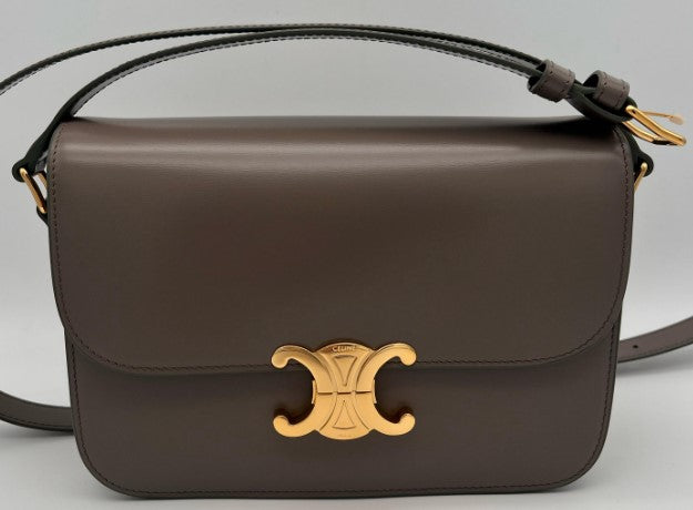 CELINE CLASSIQUE TRIOMPHE BAG IN SHINY CALFSKIN 187363 - PEBBLE (Gallet)