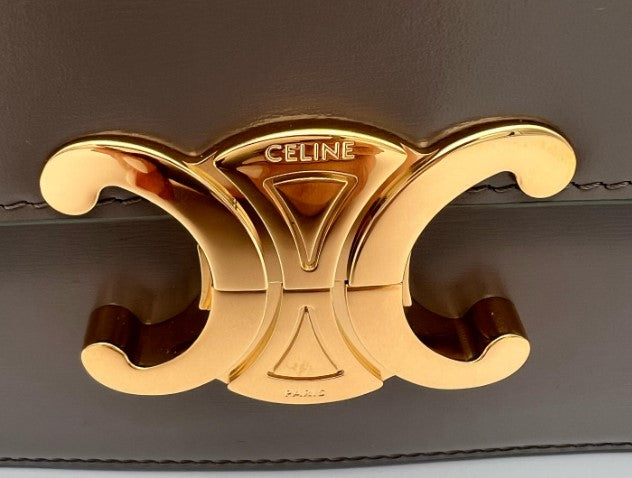CELINE CLASSIQUE TRIOMPHE BAG IN SHINY CALFSKIN 187363 - PEBBLE (Gallet)