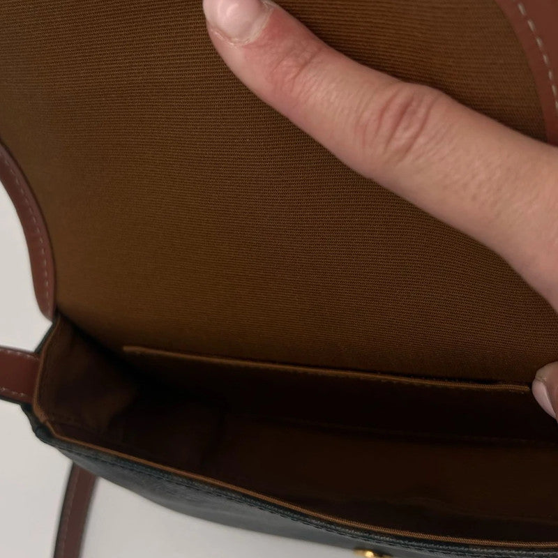 TRIOMPHE CANVAS AND CALFSKIN MINI BAG 196702 - TAN Small