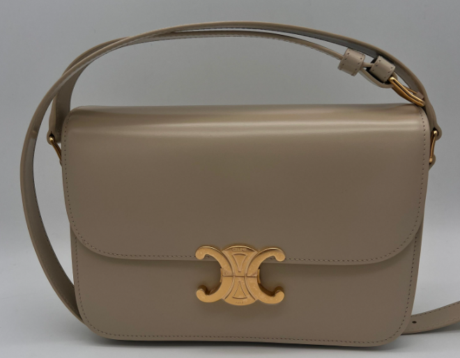 CELINE CLASSIQUE TRIOMPHE BAG IN SHINY CALFSKIN 187363 - BEIGE