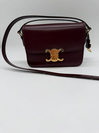 CELINE TEEN TRIOMPHE BAG IN SHINY CALFSKIN 188423 - BURGUNDY