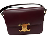 CELINE TEEN TRIOMPHE BAG IN SHINY CALFSKIN 188423 - BURGUNDY