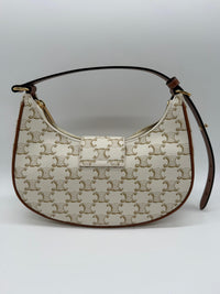 CELINE MEDIUM AVA BAG IN TRIOMPHE CANVAS IN CALFSKIN 114492 - WHITE
