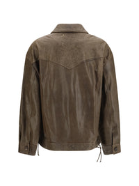 Golden Goose Women Babete Leather Jacket With Embossed Details
