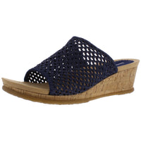FLOSSEY Womens Cork Wedge Sandals Dark Denim