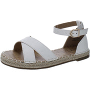 Womens Faux Leather Ankle Strap Espadrilles