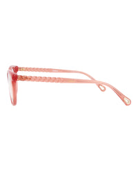 Chloé Womens Cat Eye Pink Pink Transparent Fashion Designer Eyewear