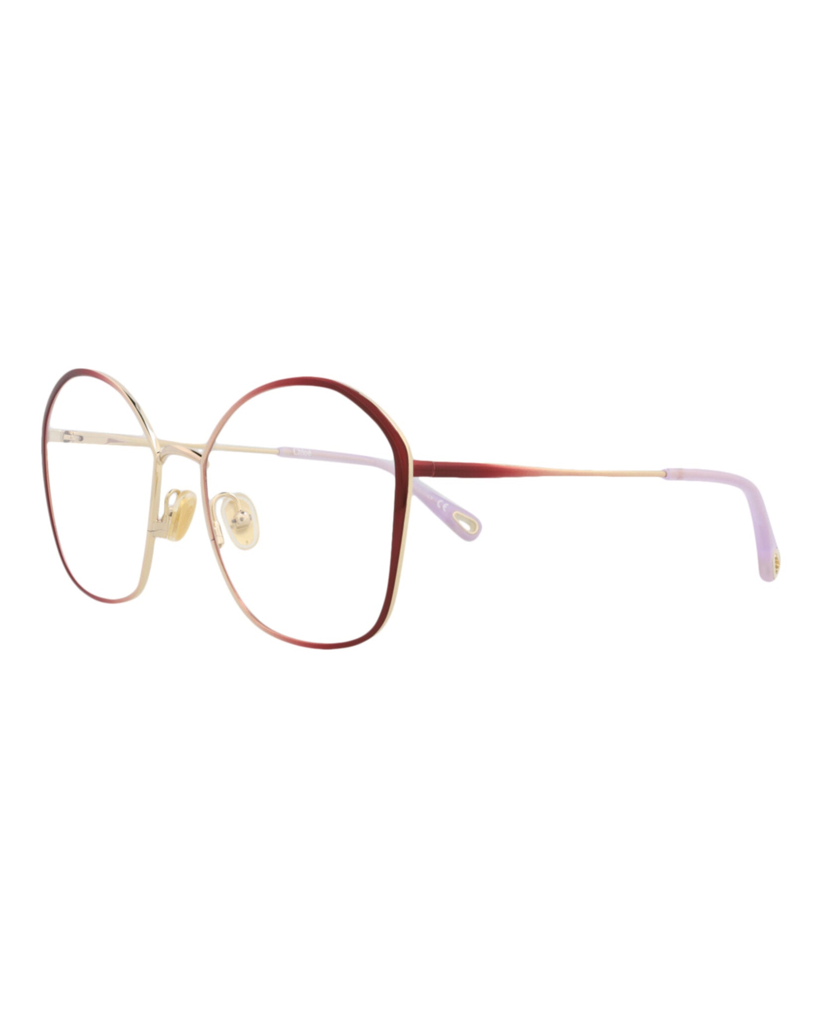 Chloé Womens Square/Rectangle Burgundy Burgundy Transparent Fashion Designer Eyewear