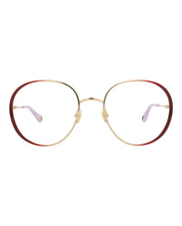 Chloé Womens Round/Oval Burgundy Burgundy Transparent Fashion Designer Eyewear