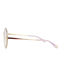 Chloé Womens Round/Oval Burgundy Burgundy Transparent Fashion Designer Eyewear