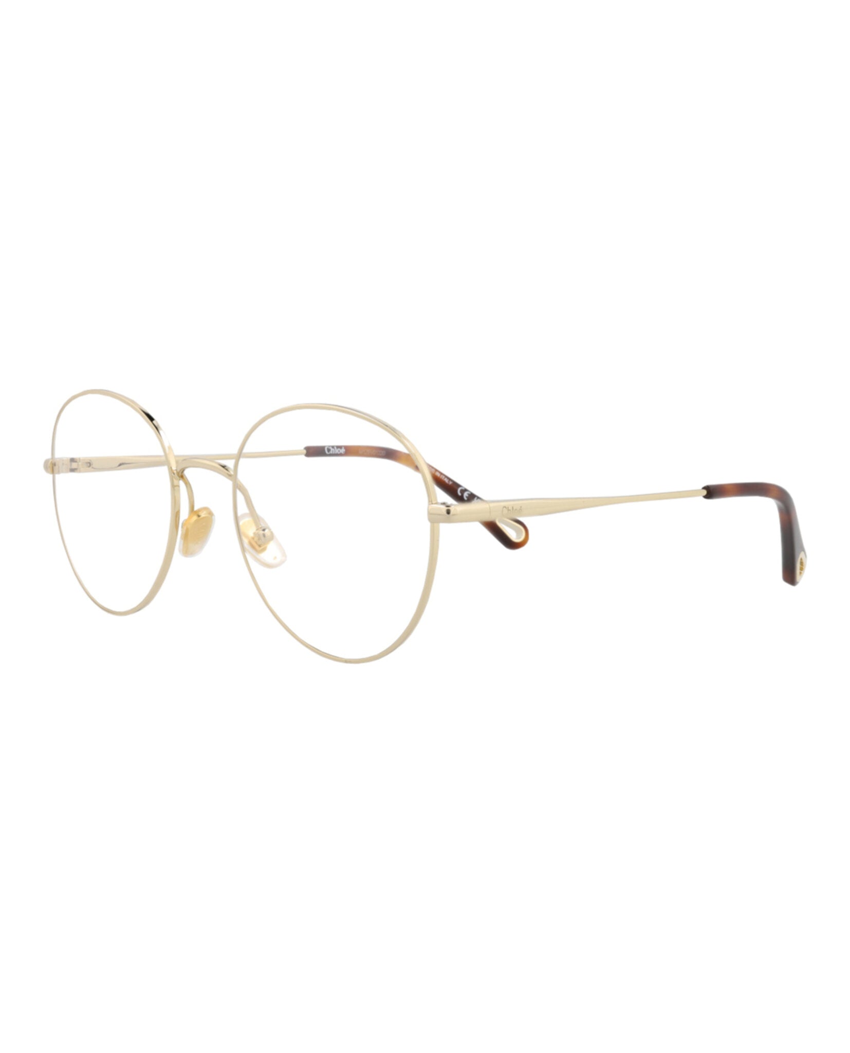 Chloé Womens Round/Oval Gold Gold Transparent Fashion Designer Eyewear