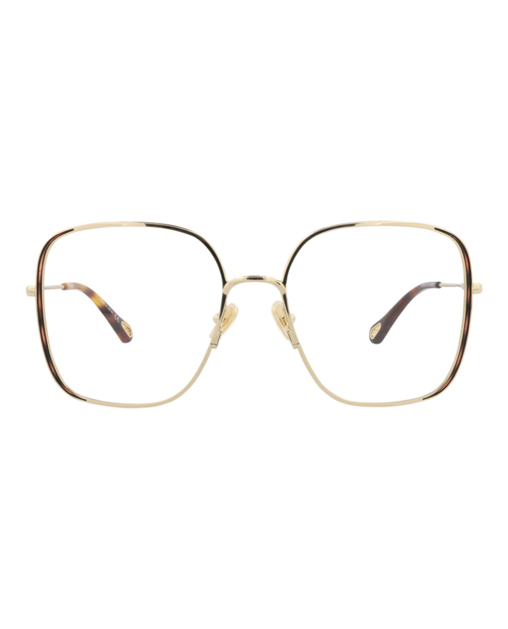 Chloé Chloé Womens Square/Rectangle Gold Gold Transparent Fashion Designer Eyewear