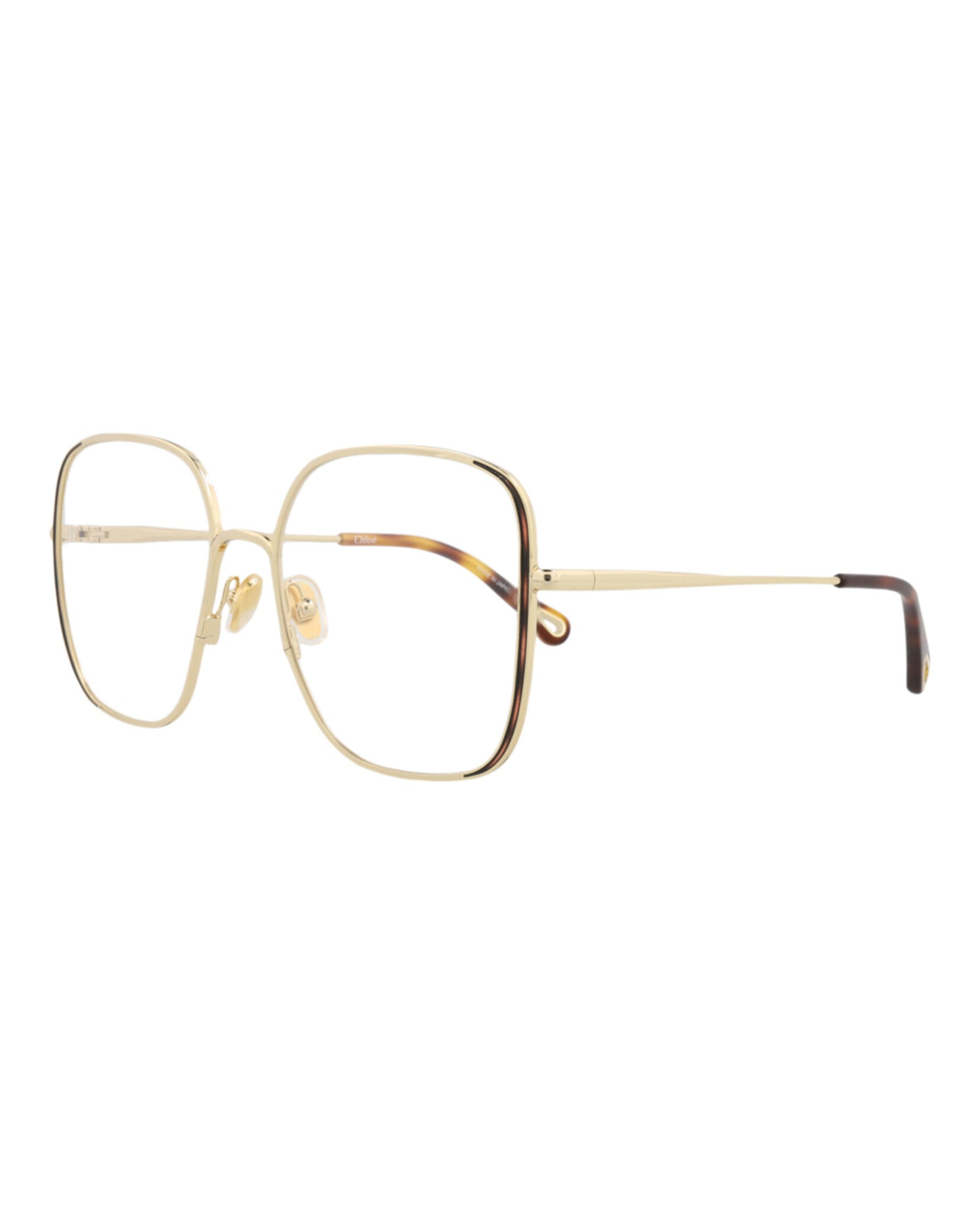 Chloé Chloé Womens Square/Rectangle Gold Gold Transparent Fashion Designer Eyewear