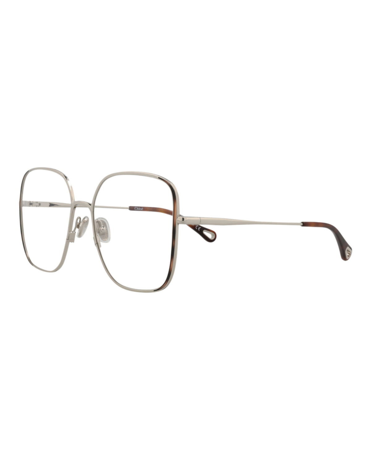 Chloé Womens Square/Rectangle Silver Silver Transparent Fashion Designer Eyewear