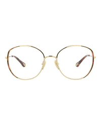 Chloé Chloé Womens Round/Oval Gold Gold Transparent Fashion Designer Eyewear