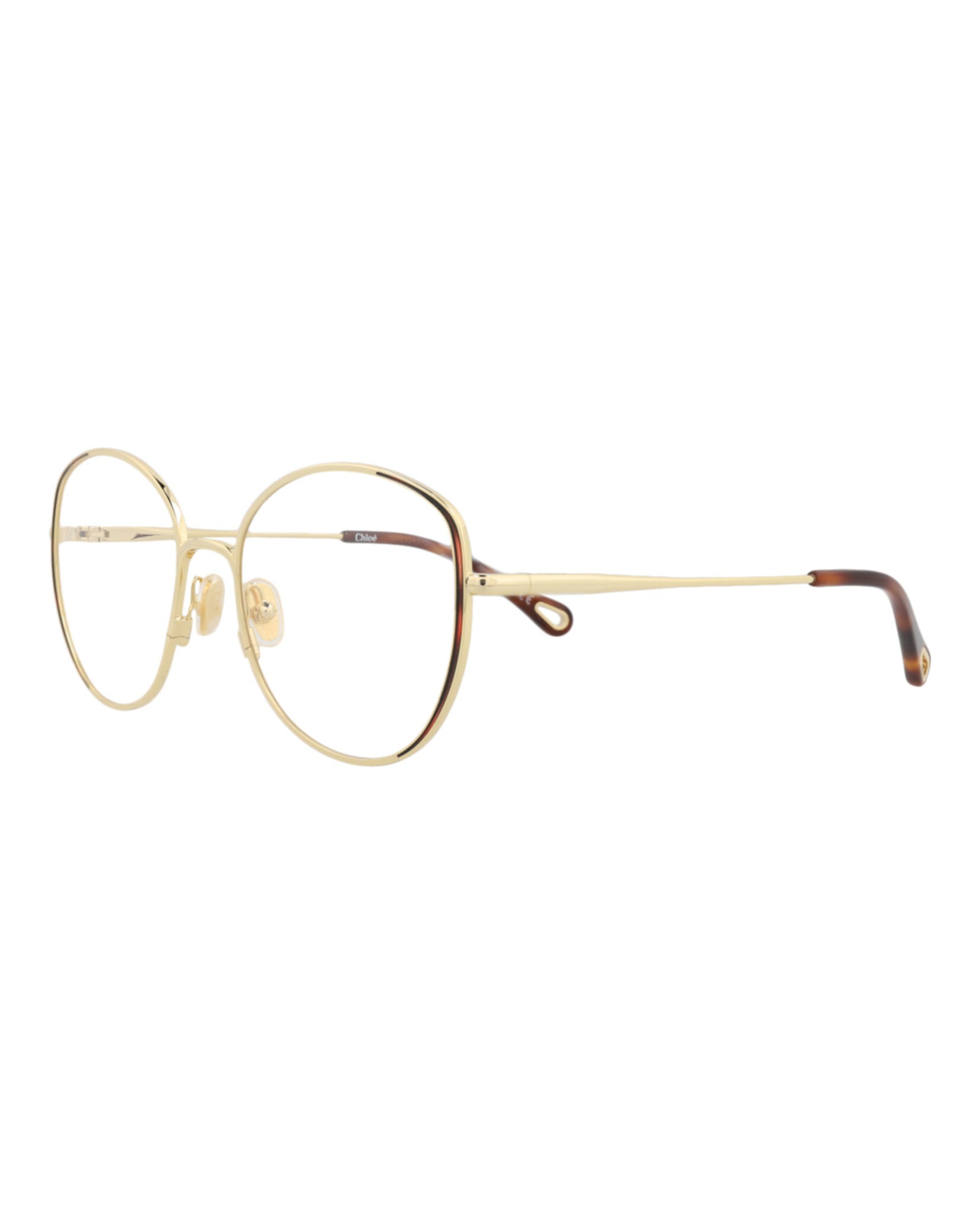 Chloé Chloé Womens Round/Oval Gold Gold Transparent Fashion Designer Eyewear