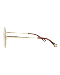 Chloé Chloé Womens Round/Oval Gold Gold Transparent Fashion Designer Eyewear