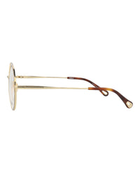 Chloé Womens Round/Oval Gold Gold Transparent Fashion Designer Eyewear