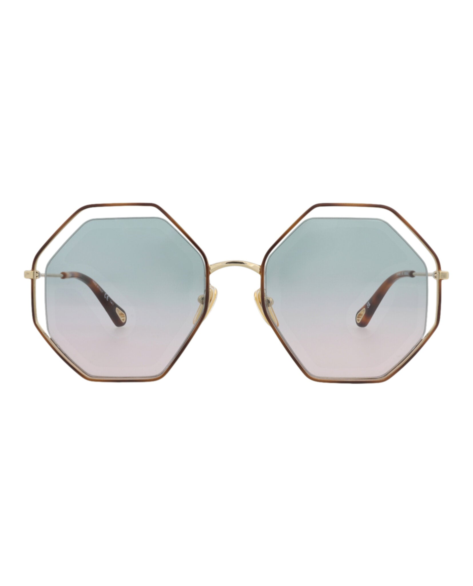 Chloé Womens Square/Rectangle Havana Gold Green Fashion Designer Eyewear