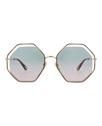 Chloé Womens Square/Rectangle Havana Gold Green Fashion Designer Eyewear