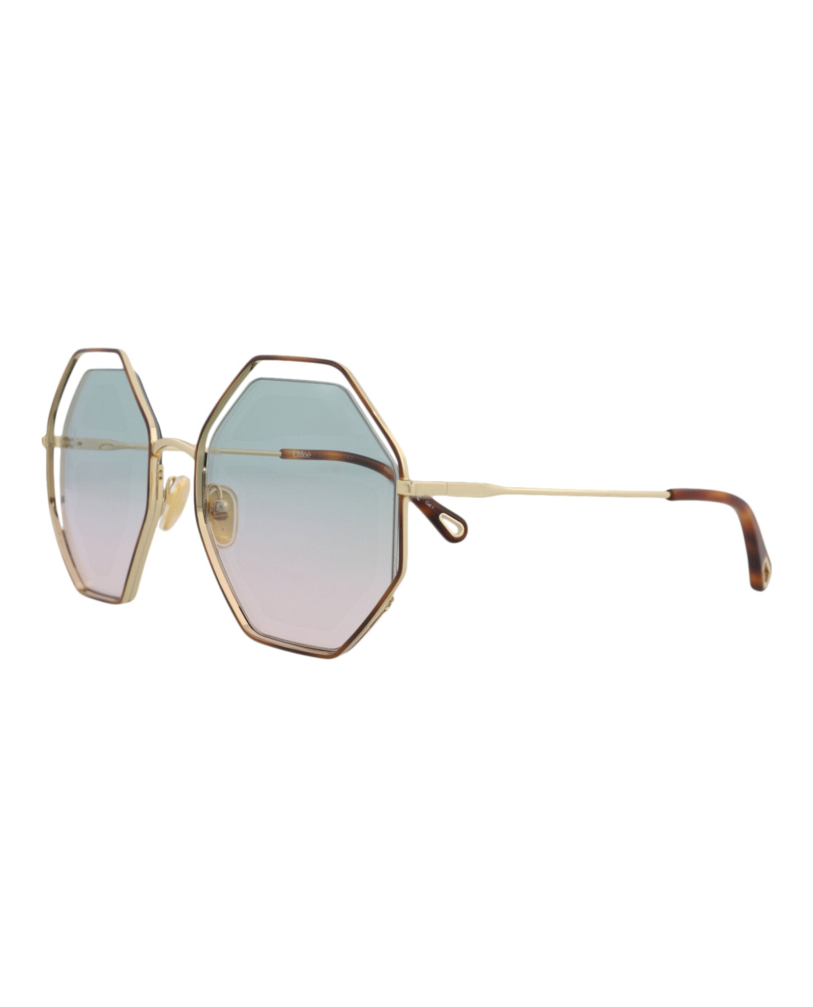 Chloé Womens Square/Rectangle Havana Gold Green Fashion Designer Eyewear