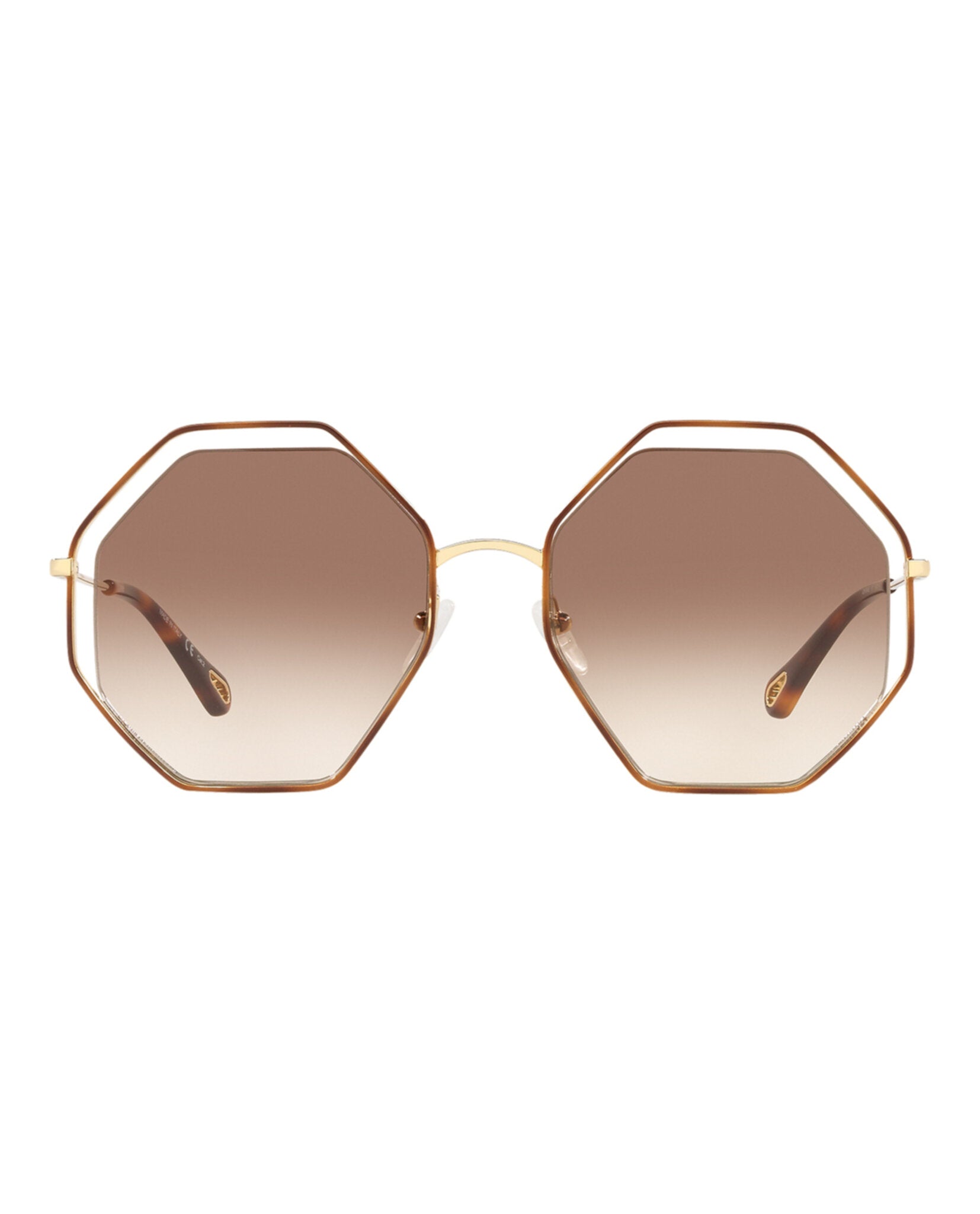 Chloé Womens Square/Rectangle Havana Gold Brown Fashion Designer Eyewear
