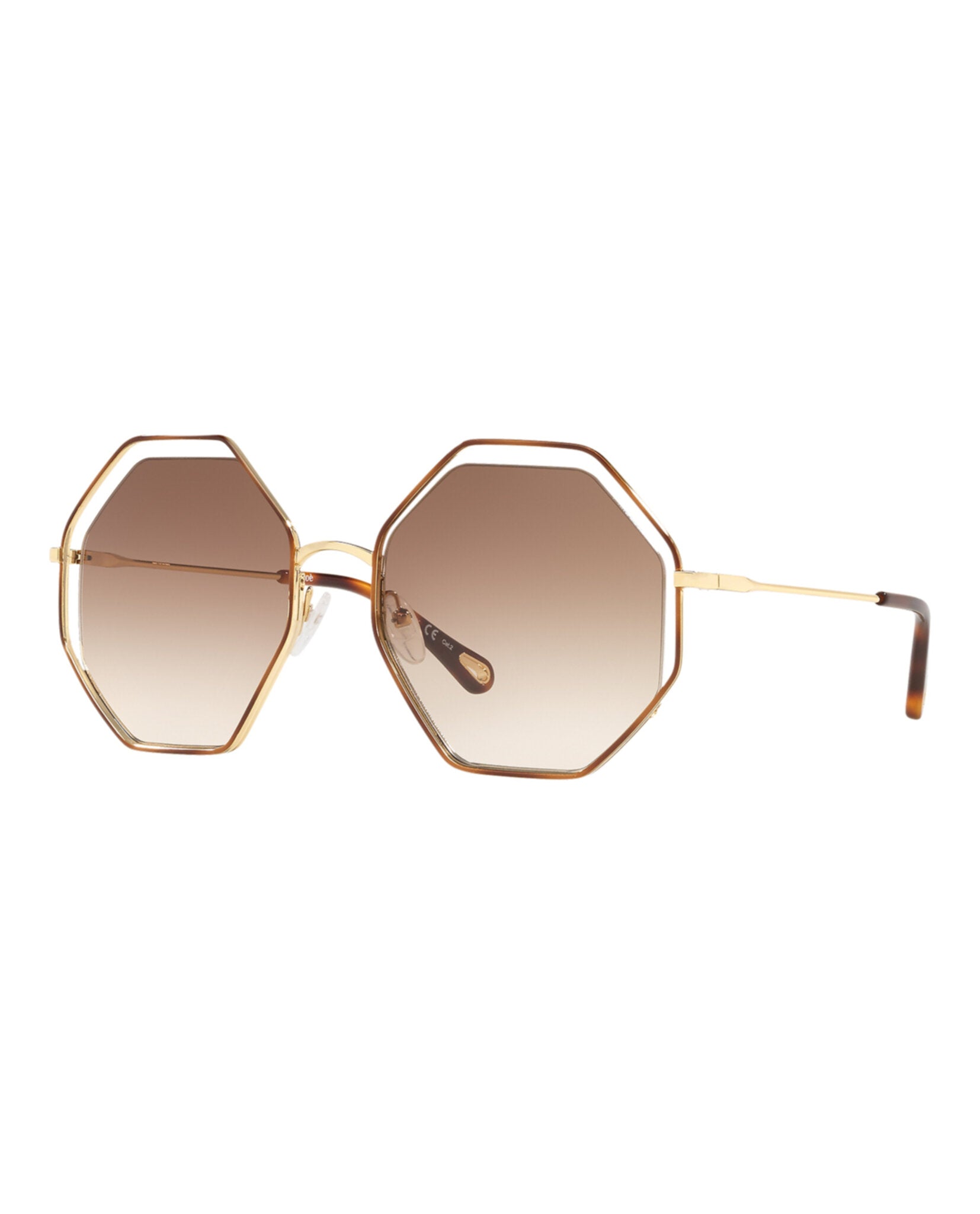Chloé Womens Square/Rectangle Havana Gold Brown Fashion Designer Eyewear