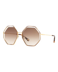 Chloé Womens Square/Rectangle Havana Gold Brown Fashion Designer Eyewear