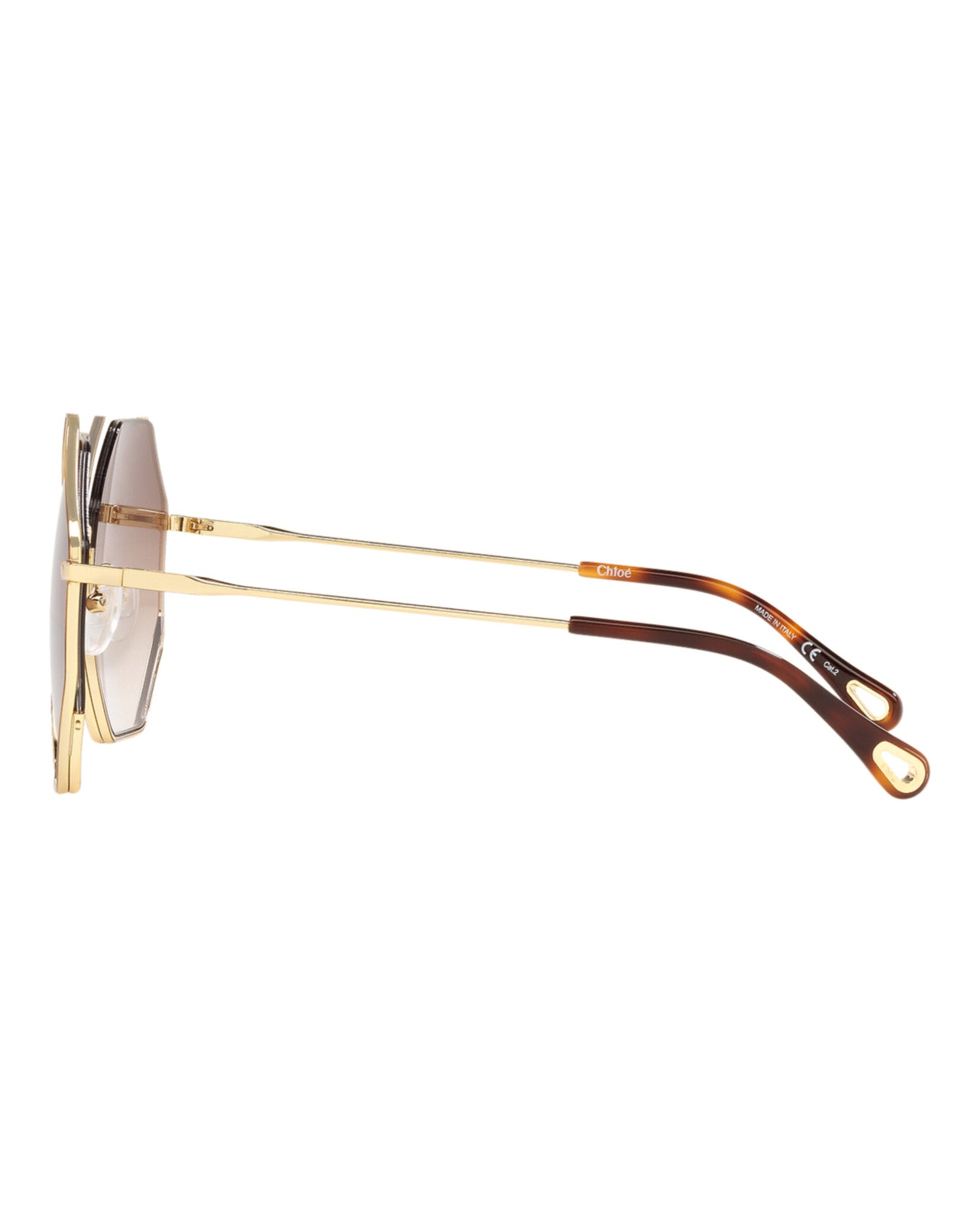 Chloé Womens Square/Rectangle Havana Gold Brown Fashion Designer Eyewear