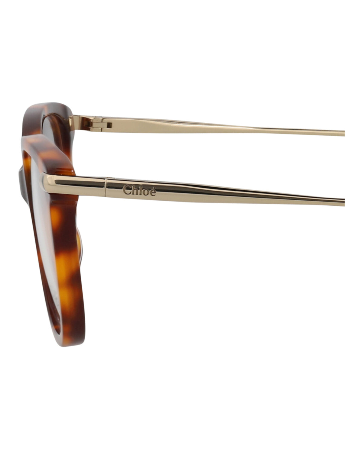 Chloé Womens Square/Rectangle Havana Gold Transparent Fashion Designer Eyewear