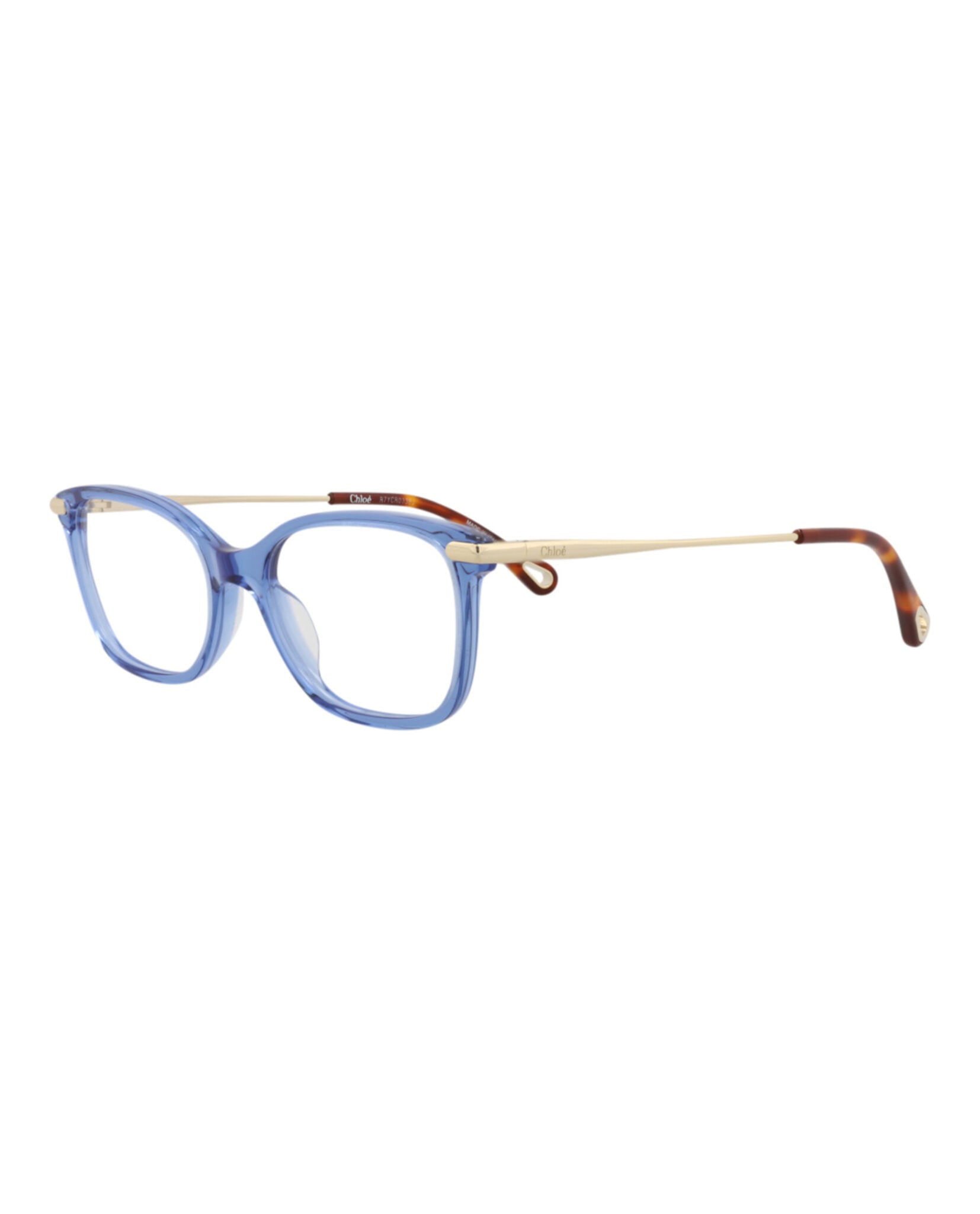Chloé Womens Square/Rectangle Blue Gold Transparent Fashion Designer Eyewear