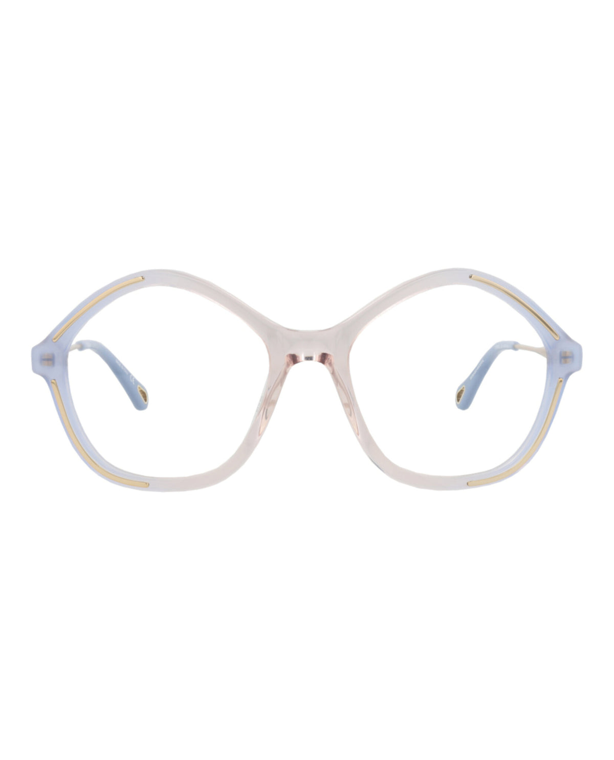 Chloé Womens Square/Rectangle Light Blue Gold Transparent Fashion Designer Eyewear