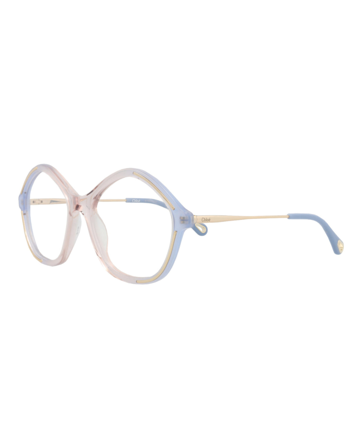 Chloé Womens Square/Rectangle Light Blue Gold Transparent Fashion Designer Eyewear