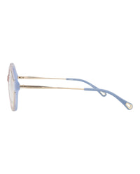 Chloé Womens Square/Rectangle Light Blue Gold Transparent Fashion Designer Eyewear