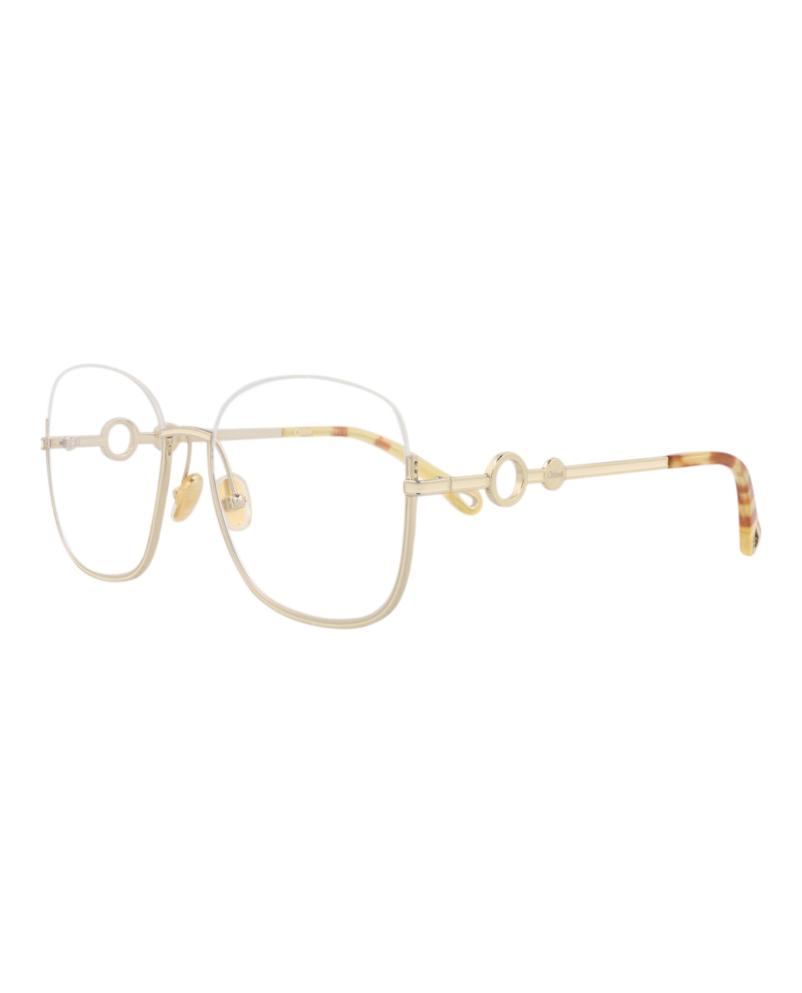 Chloé Womens Square/Rectangle Gold Gold Transparent Fashion Designer Eyewear