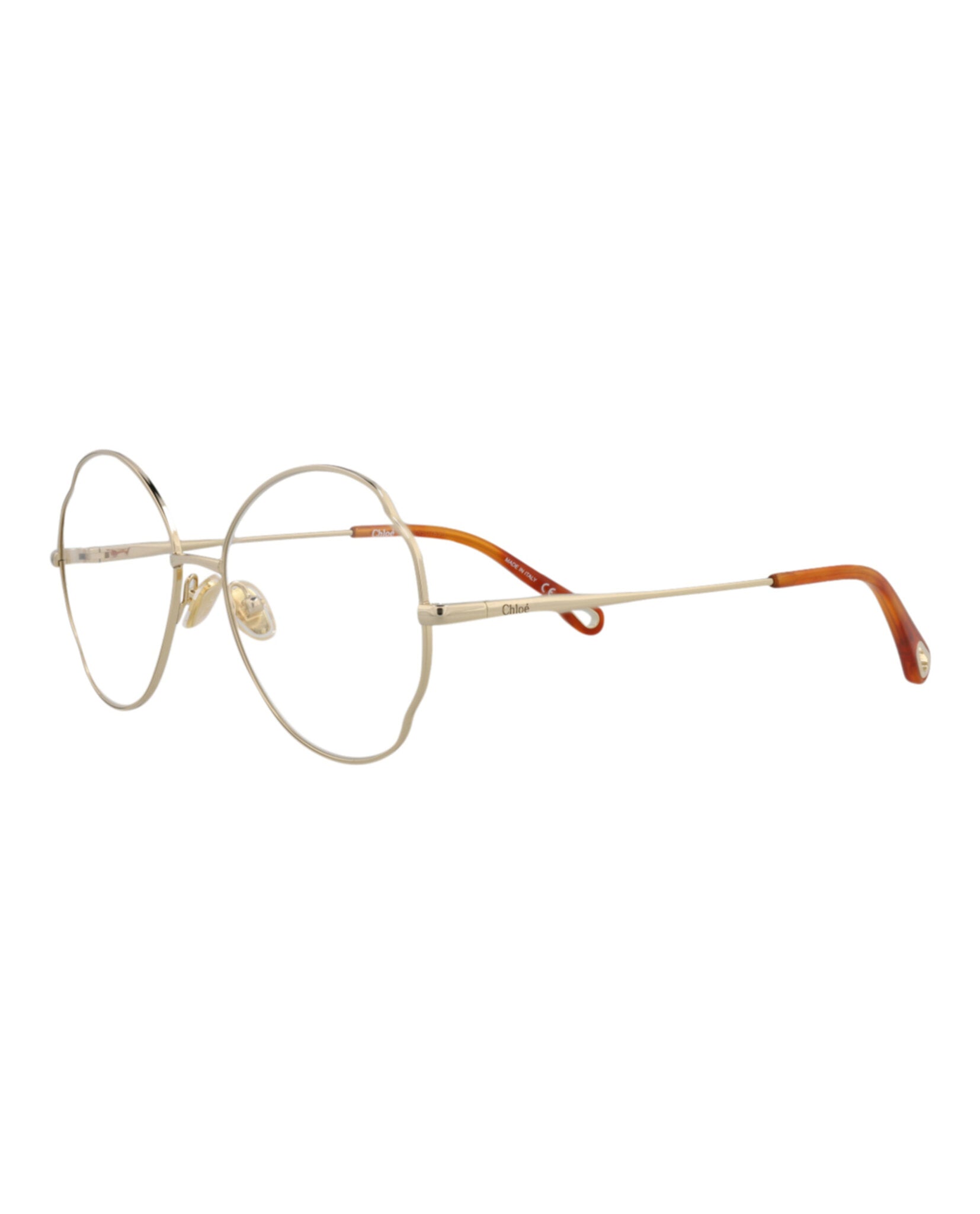 Chloé Womens Round/Oval Gold Gold Transparent Fashion Designer Eyewear