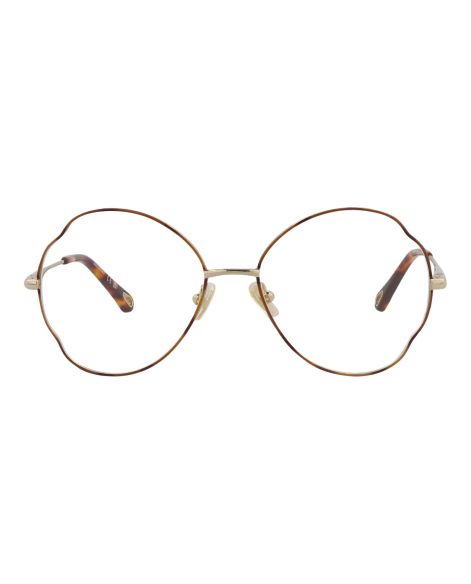 Chloé Womens Round/Oval Havana Gold Transparent Fashion Designer Eyewear Havana Gold Transparent