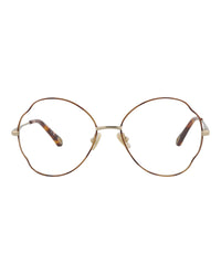 Chloé Womens Round/Oval Havana Gold Transparent Fashion Designer Eyewear Havana Gold Transparent