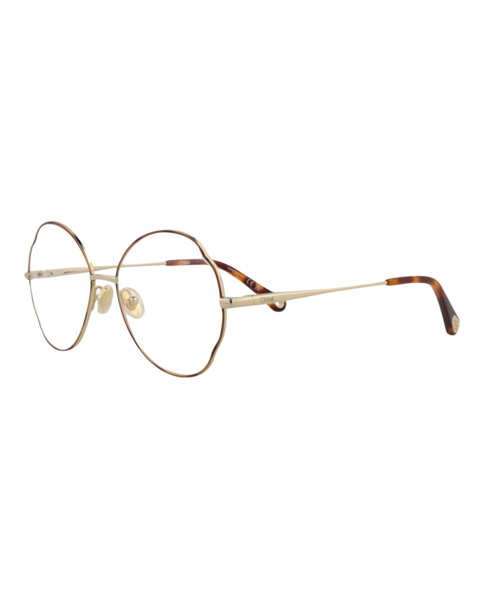Chloé Womens Round/Oval Havana Gold Transparent Fashion Designer Eyewear